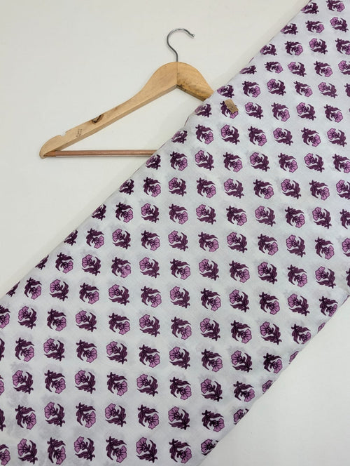 Purple floral cotton fabric with small motifs