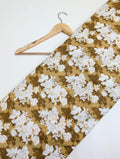 Brown white floral cotton fabric screen print