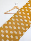 Mustard paisley cotton fabric block print