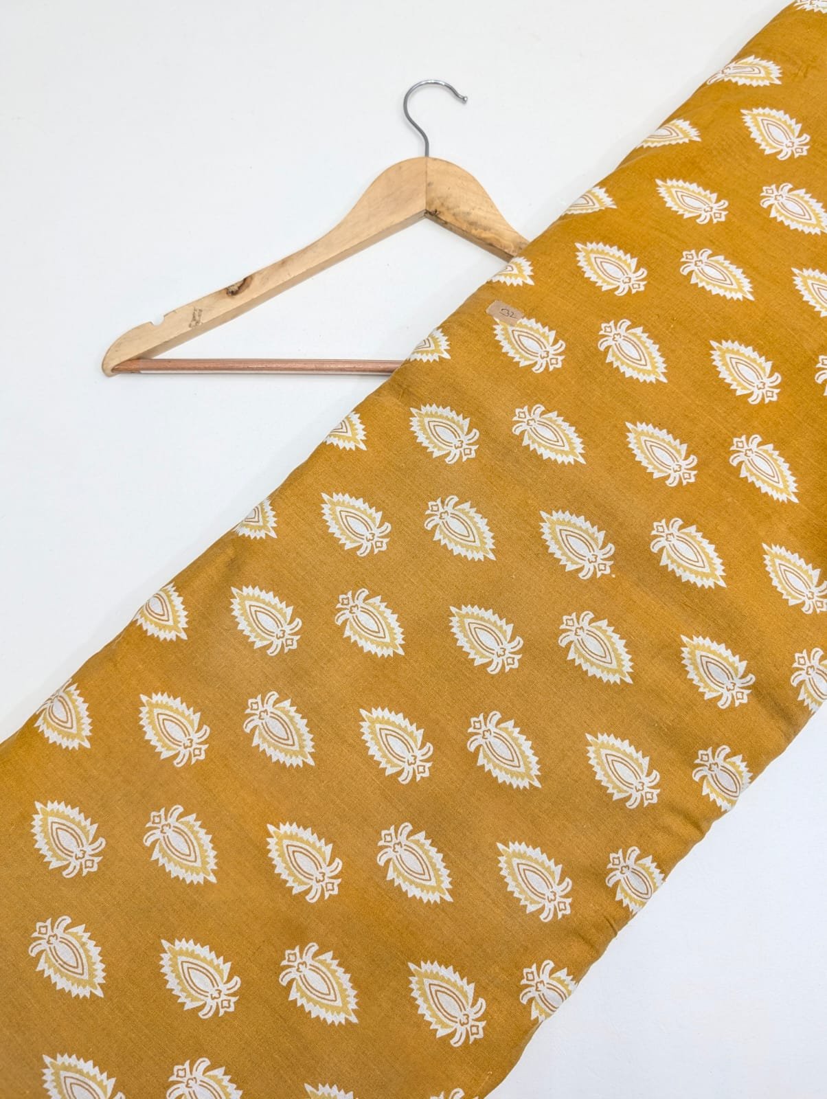 Mustard paisley cotton fabric block print