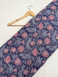 Dark blue floral cotton fabric Jaipur