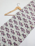 White cotton fabric with floral design Jaipur