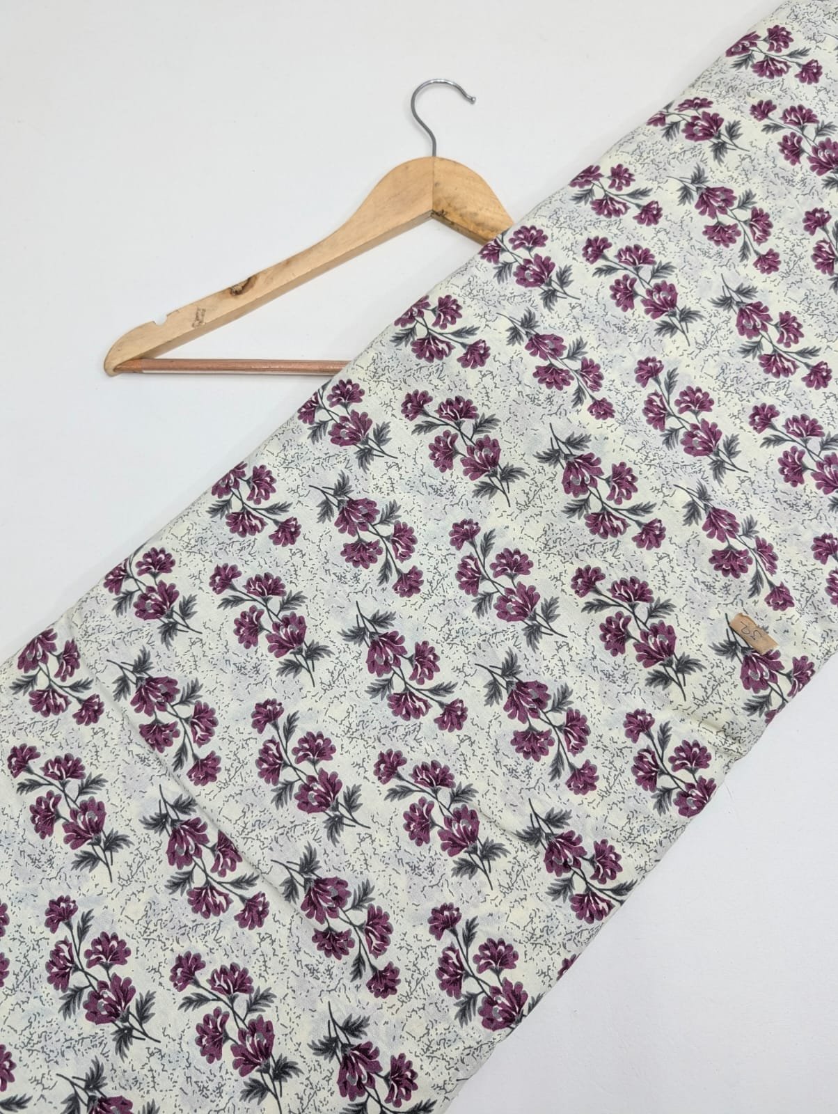 White cotton fabric with floral design Jaipur