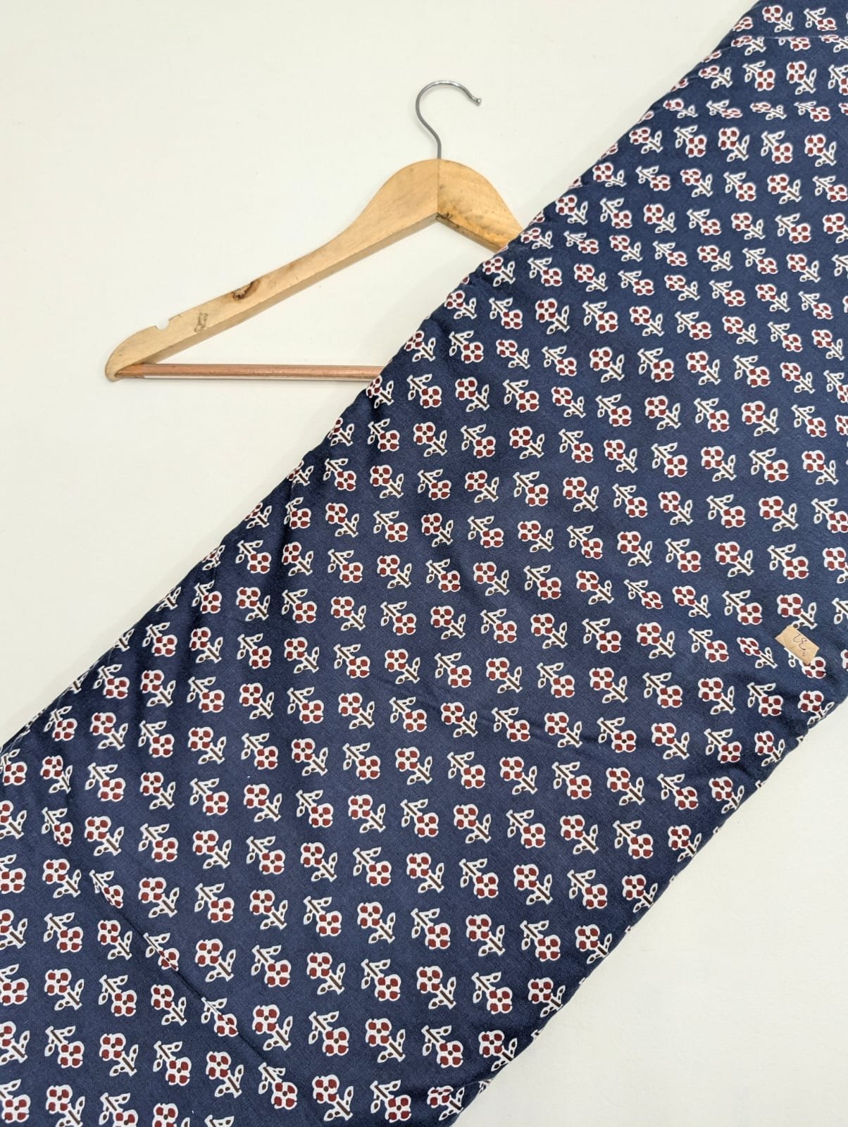 Navy blue floral cotton fabric print Jaipur