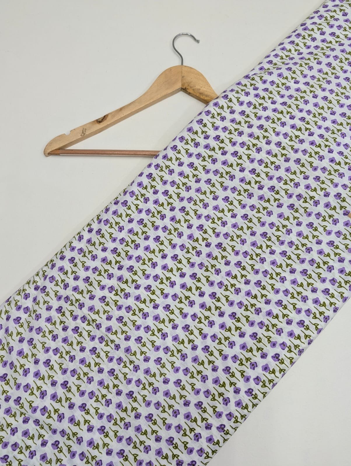 White purple floral cotton fabric design India