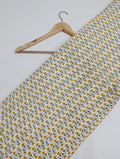 White yellow floral cotton fabric print India