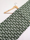 Green paisley cotton fabric India print