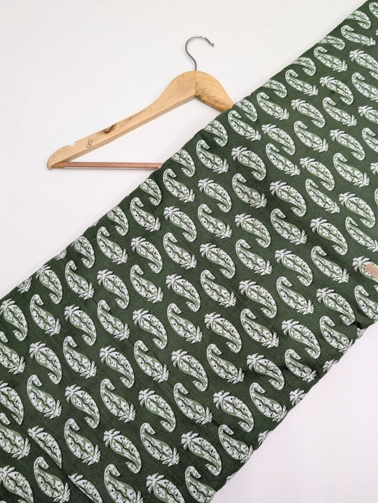 Green paisley cotton fabric India print