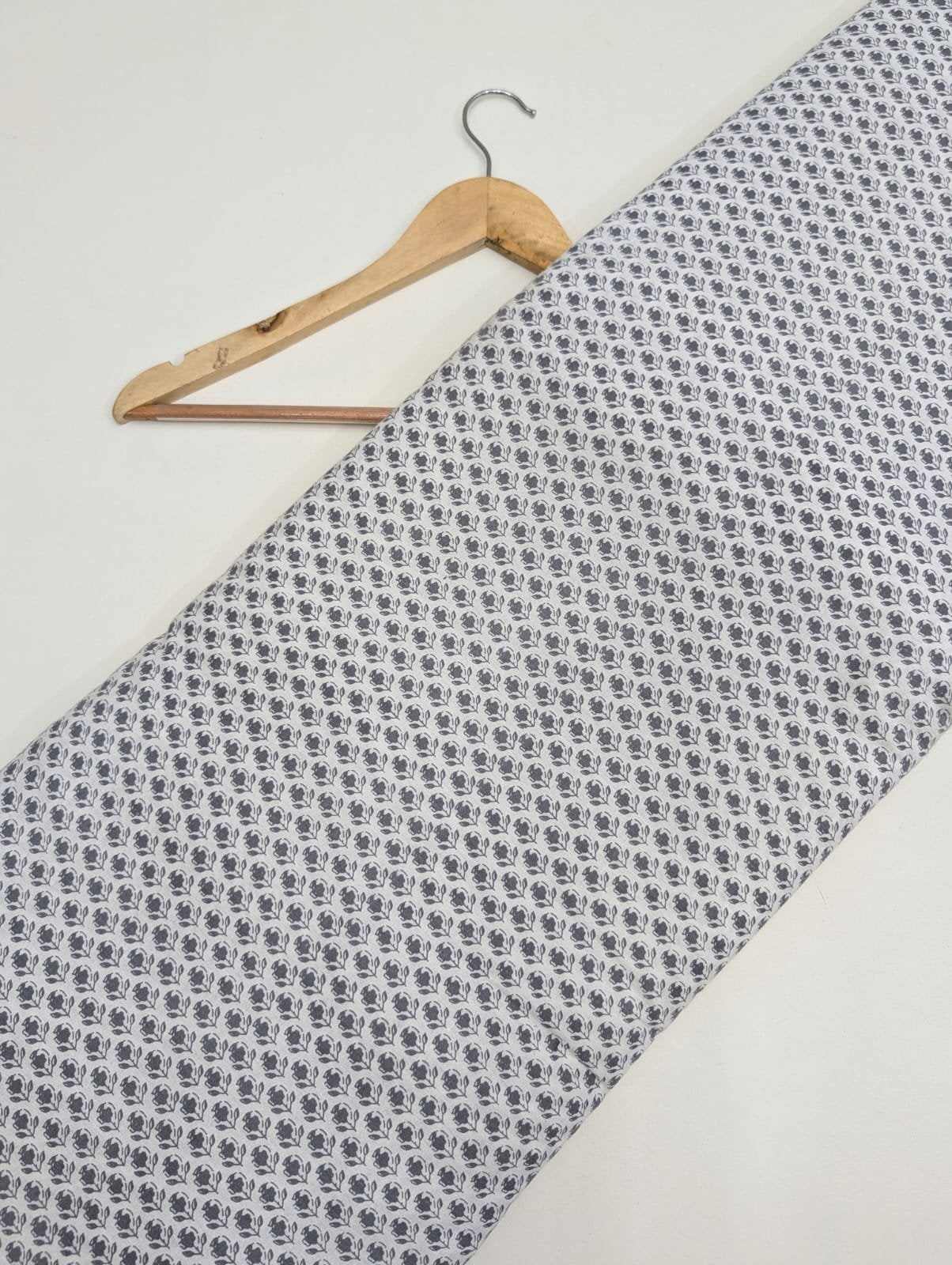 Grey floral cotton printed fabric Jaipur