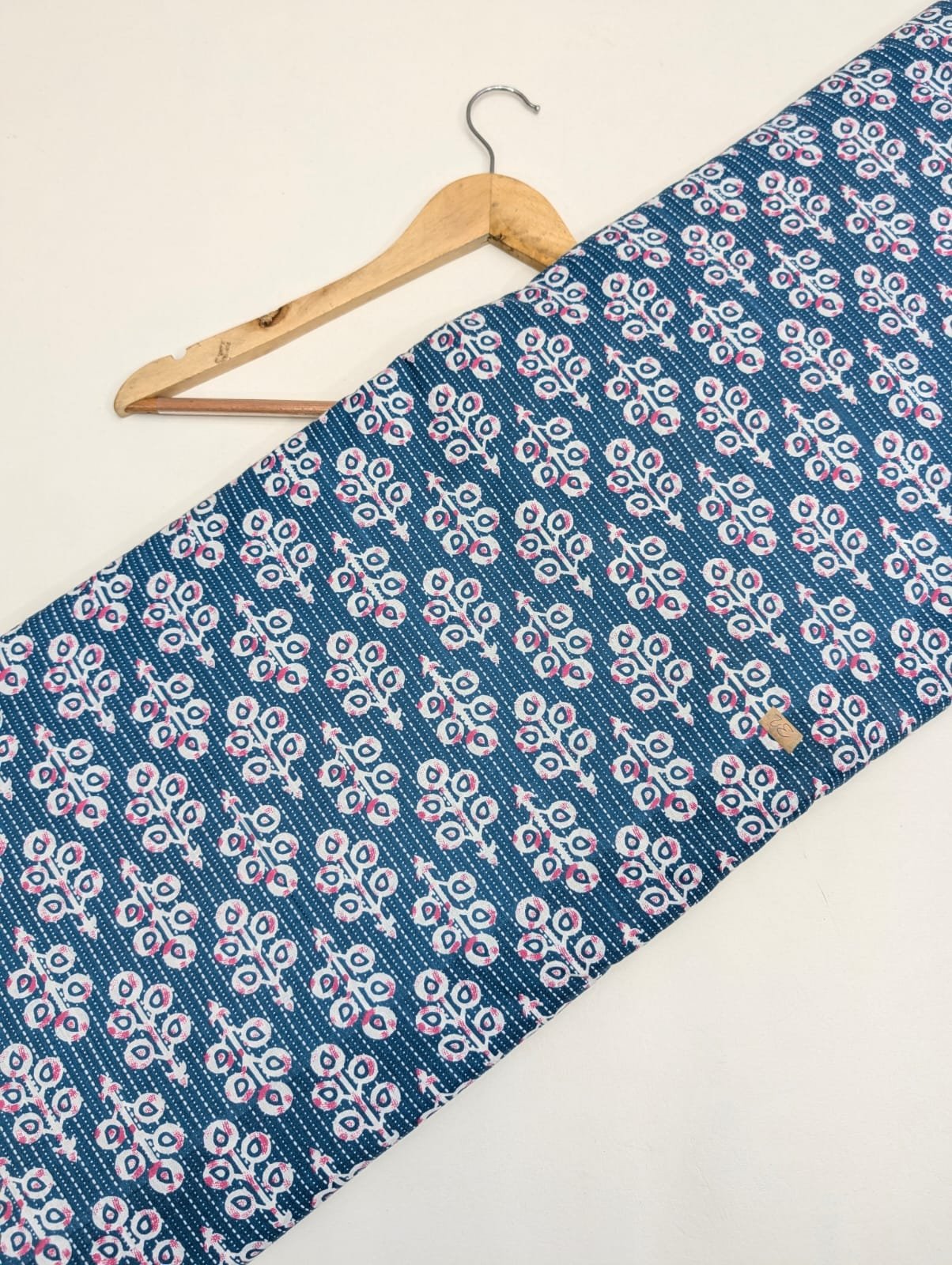 Blue abstract pattern cotton fabric with modern print