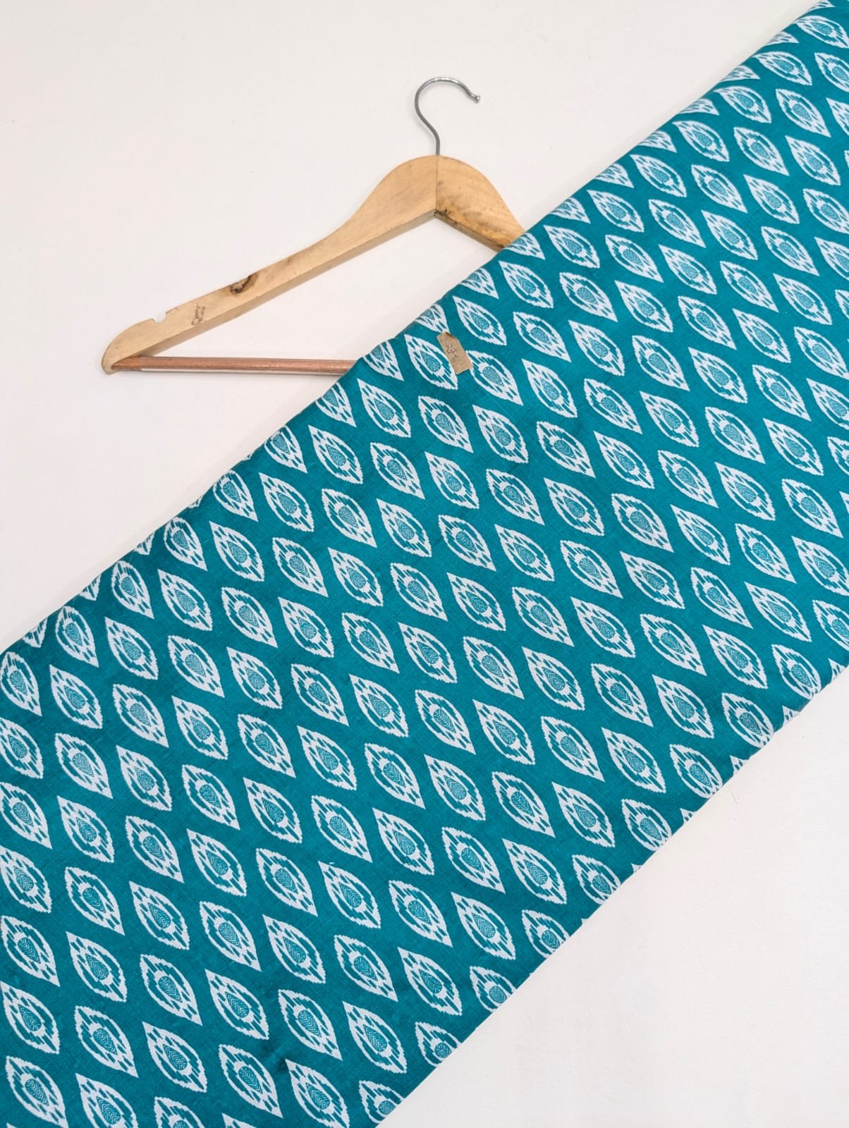 Teal geometric pattern cotton fabric print design