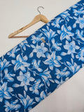 Blue floral cotton fabric screen print design