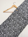 Black and white floral printed cotton fabric