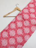 Pink tree motif cotton fabric Indian design