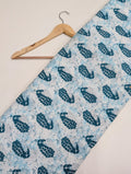 Blue abstract pattern cotton fabric on white