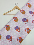 Pink floral cotton fabric with Jaipuri print