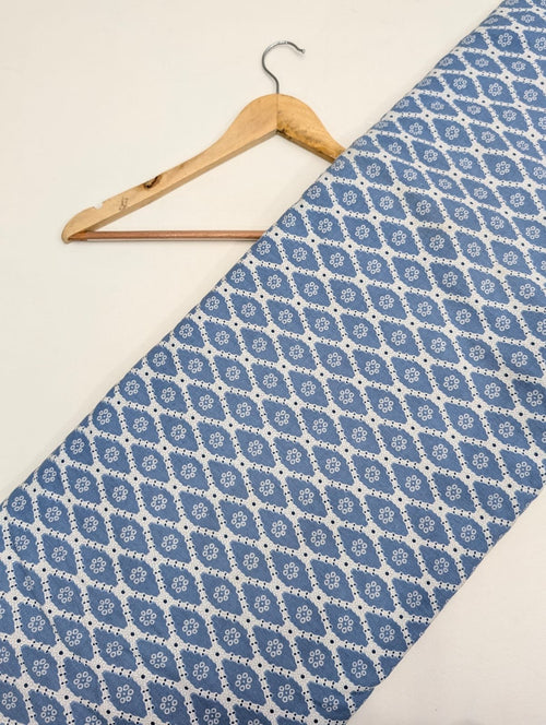 Blue cotton fabric with Indian motif design