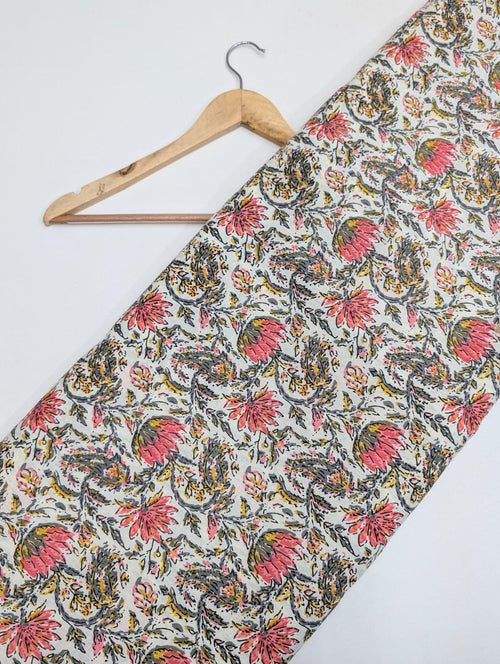 Multicolor cotton fabric with paisley design