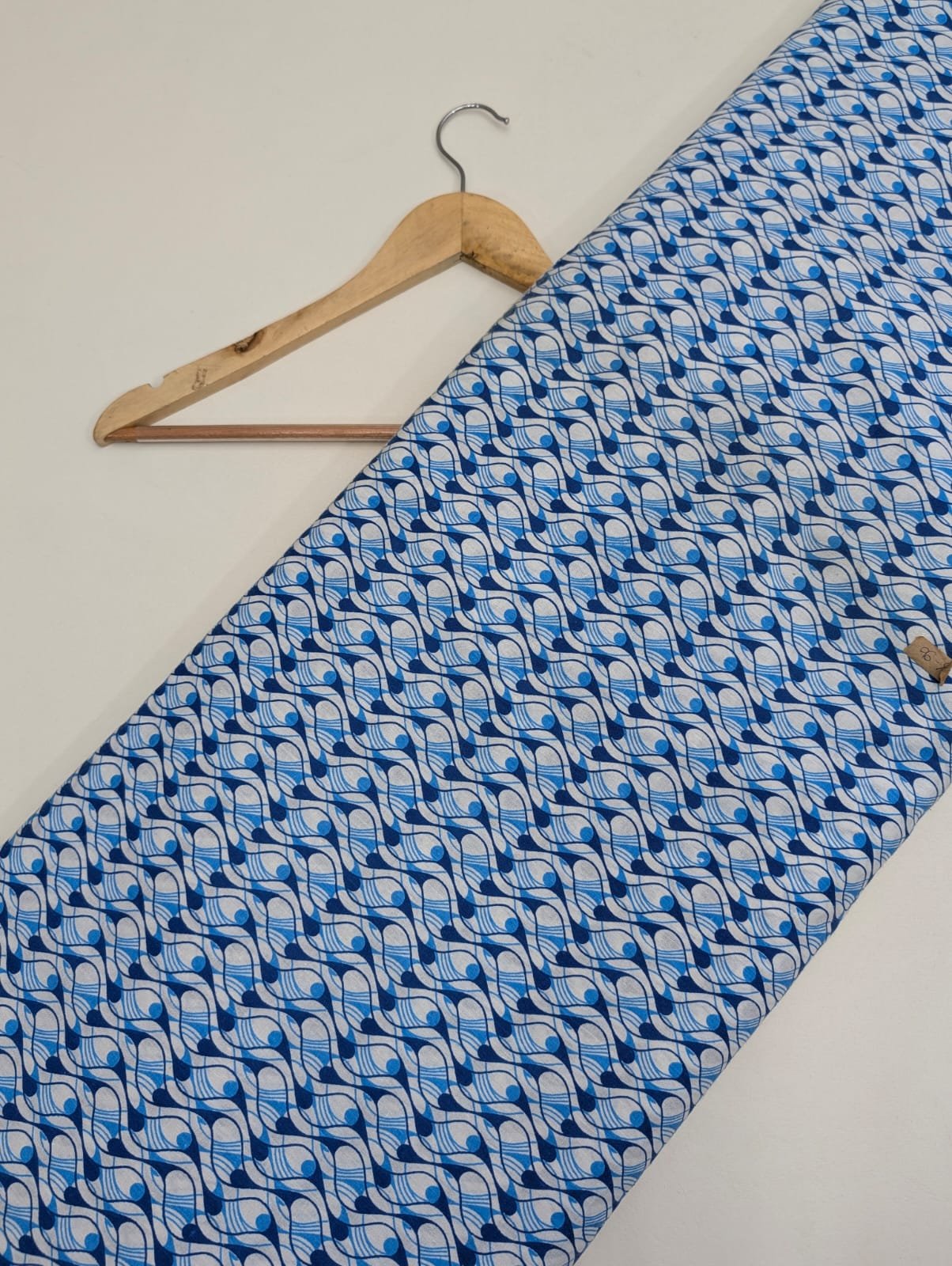 Blue geometric print cotton fabric Jaipur