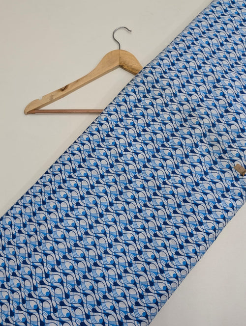 Blue geometric print cotton fabric Jaipur