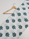 White floral print cotton fabric India