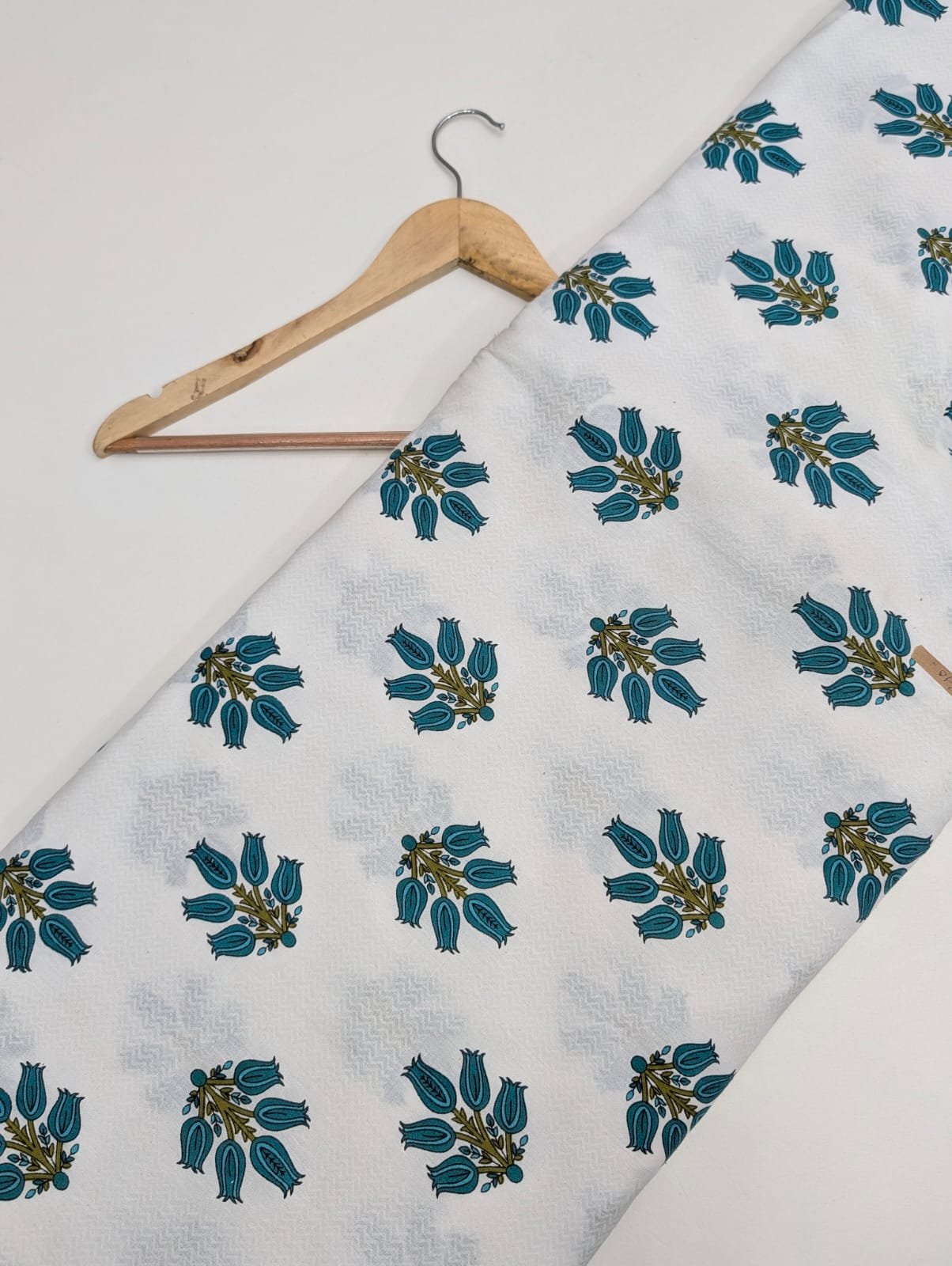 White floral print cotton fabric India