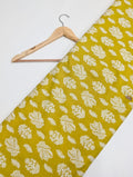 Yellow paisley cotton fabric with Rajasthani print