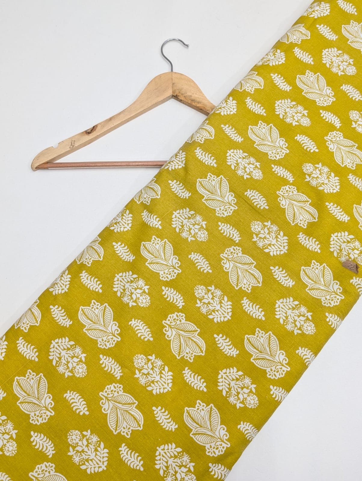 Yellow paisley cotton fabric with Rajasthani print