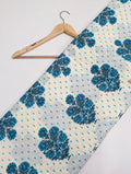 Blue floral cotton printed fabric India