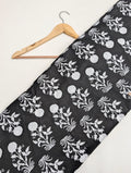 Black white floral cotton fabric India