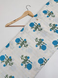 Blue floral cotton fabric for kurtis