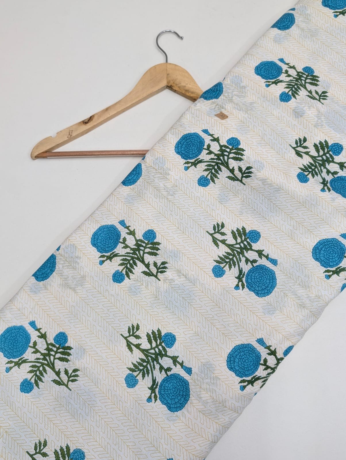 Blue floral cotton fabric for kurtis