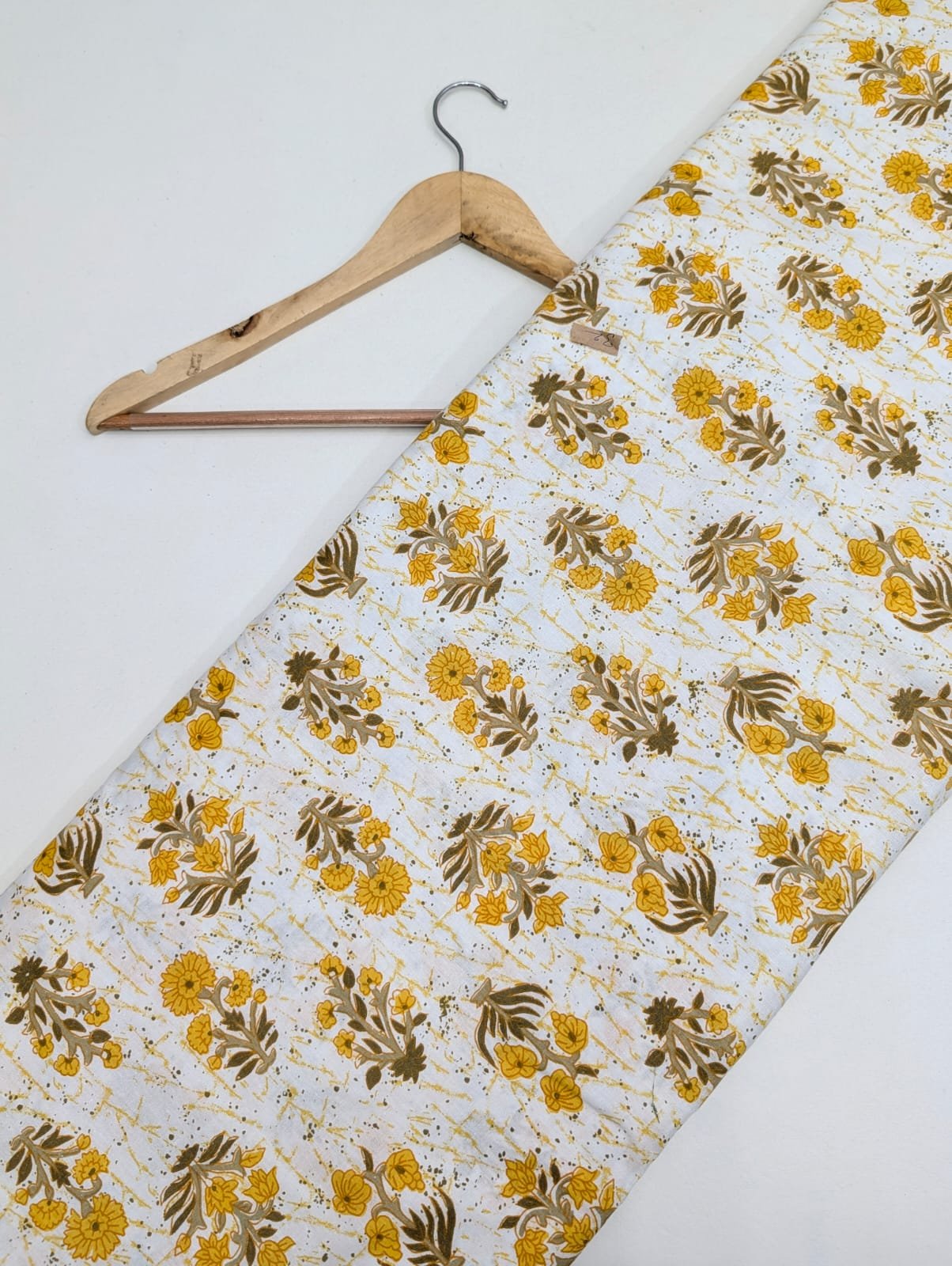 Yellow floral cotton fabric for dresses