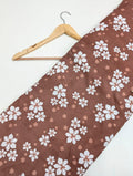 Brown floral cotton fabric screen print India