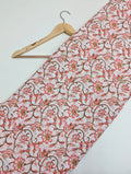 Red floral cotton fabric Jaipuri design