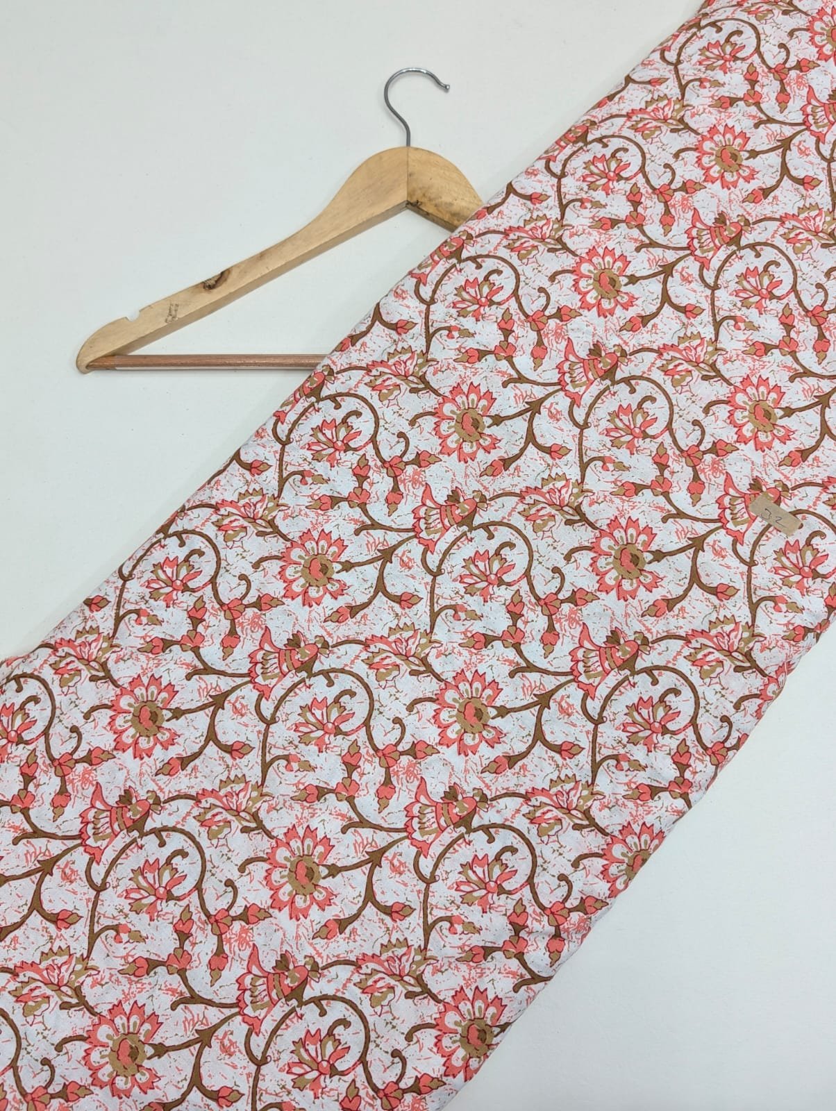 Red floral cotton fabric Jaipuri design