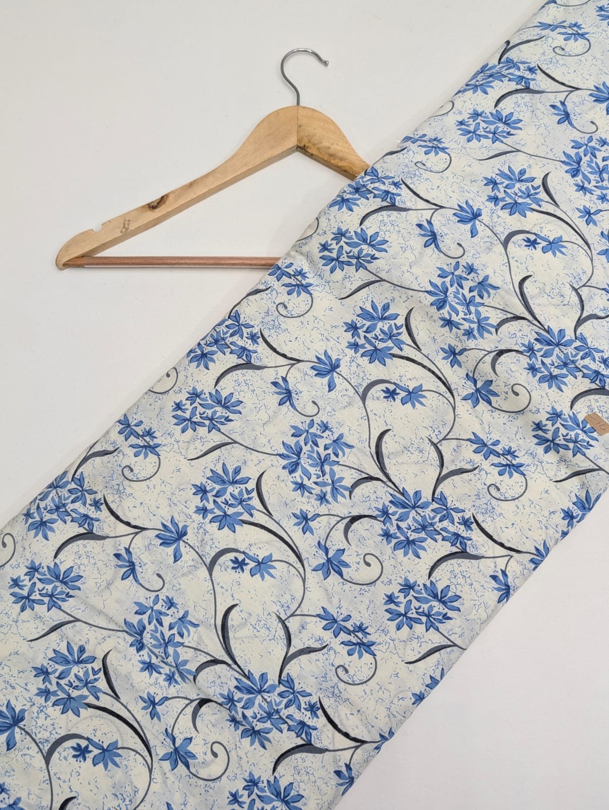 Blue floral cotton fabric Indian design online