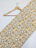 Yellow floral printed cotton fabric India