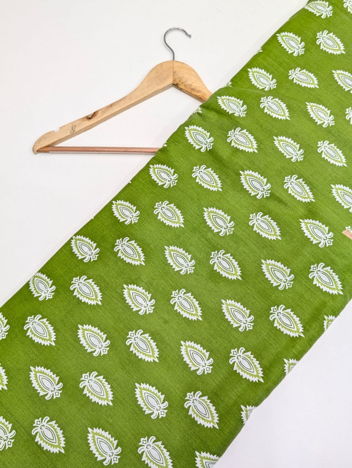 Green paisley cotton fabric Jaipuri print