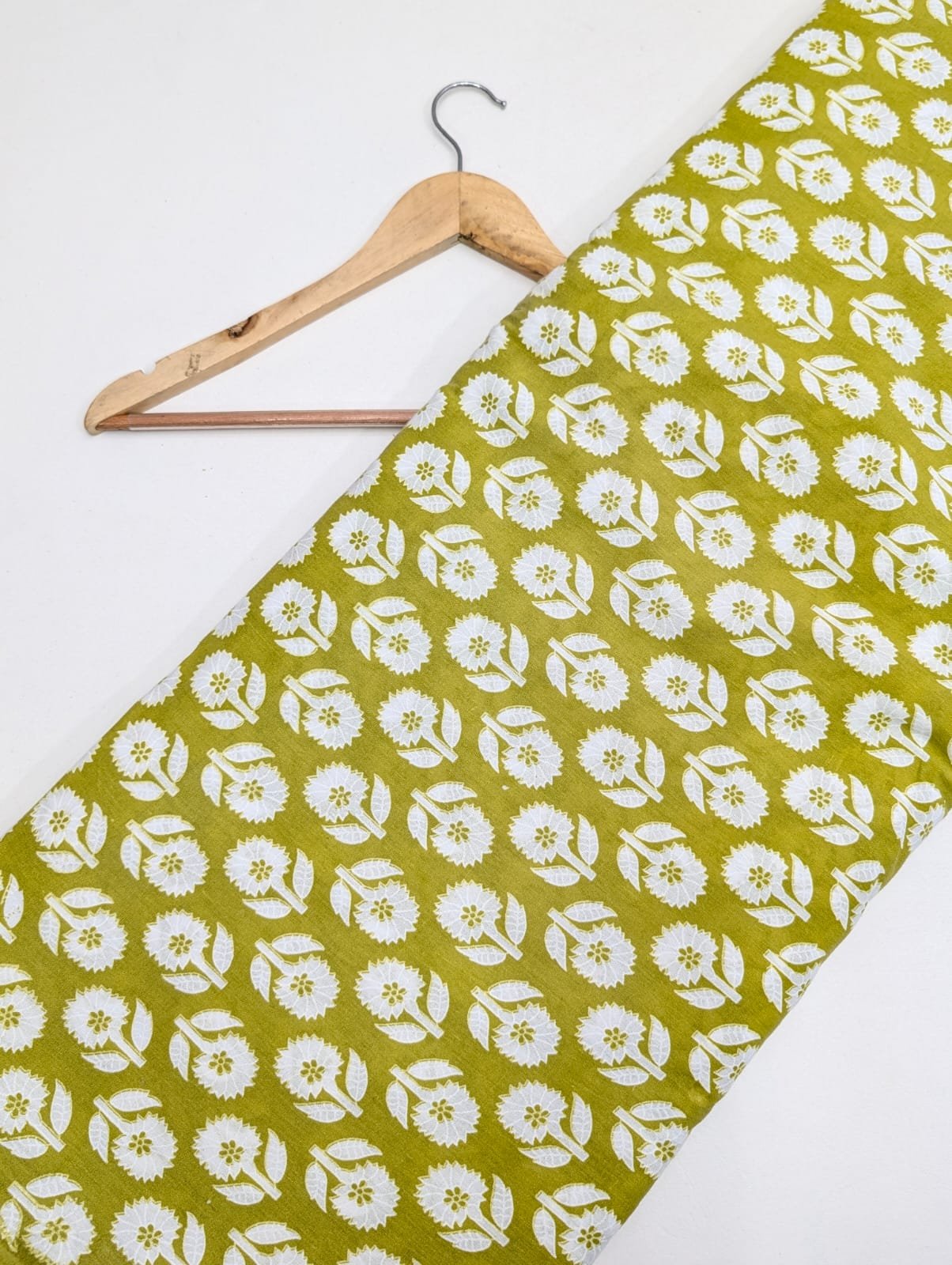 Green floral print cotton fabric Jaipur