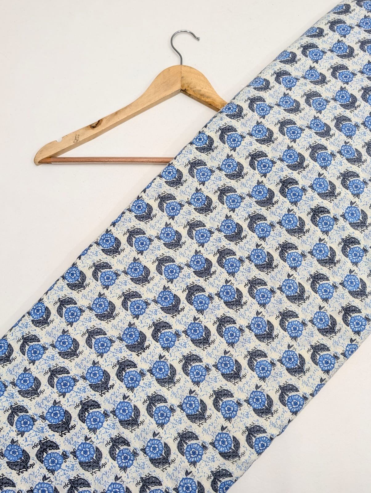 Blue floral design cotton fabric India