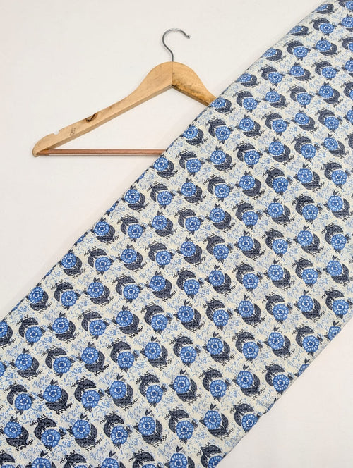 Blue floral design cotton fabric India