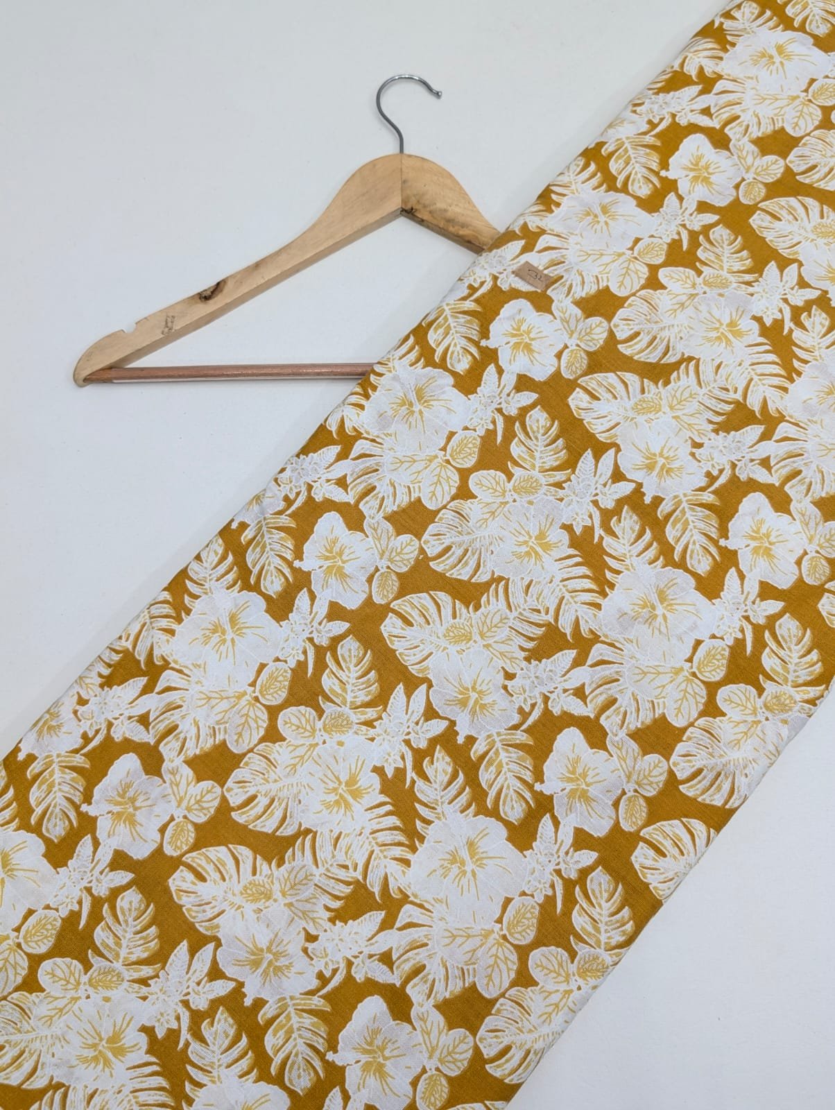 Mustard floral print cotton fabric India