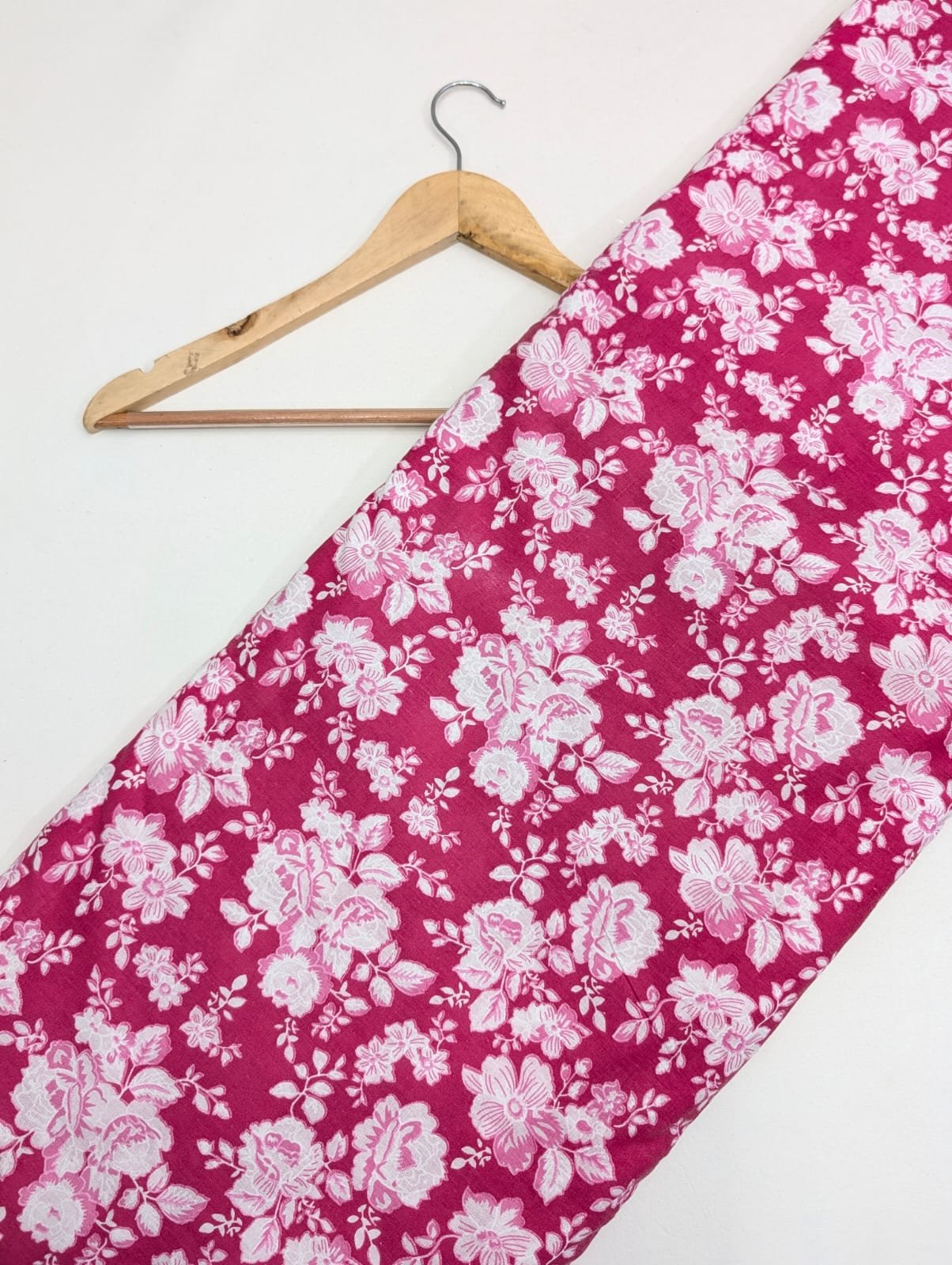 Pink floral design cotton fabric India