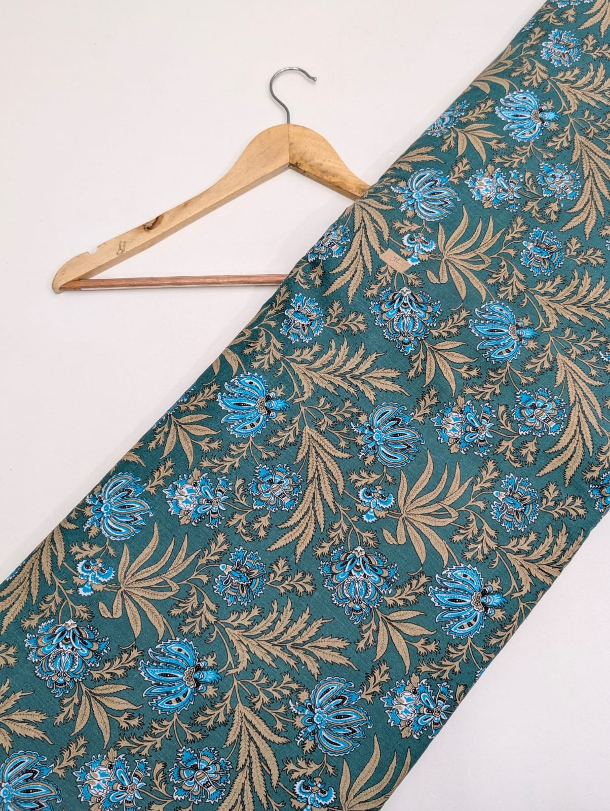 Green floral cotton fabric Rajasthani print