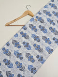Blue floral cotton fabric with intricate pattern