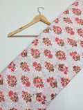 Red floral pattern cotton fabric for ethnic wear