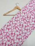 Pink petal print cotton fabric with white petals