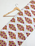 White paisley cotton fabric Jaipuri design