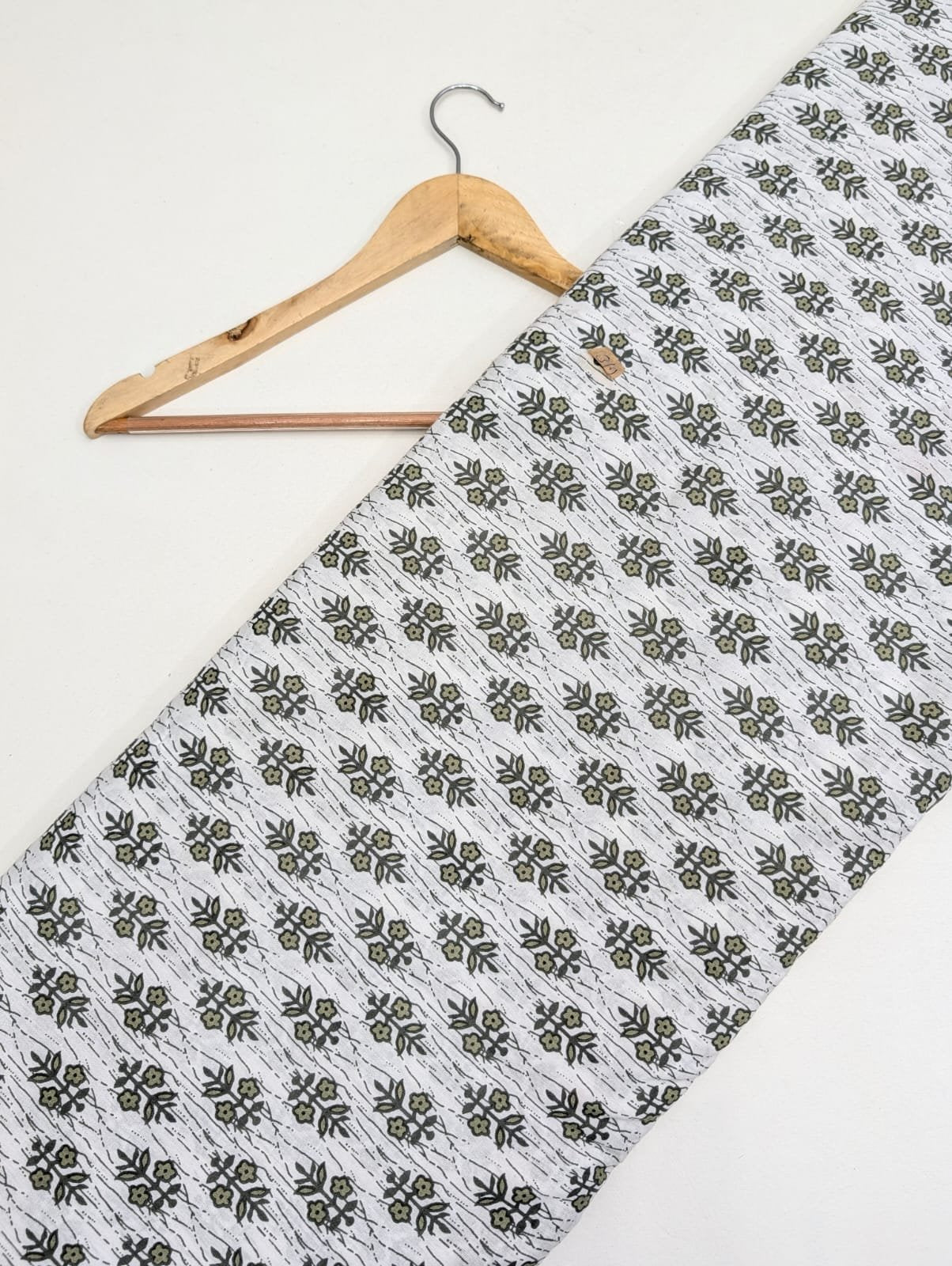 White floral design cotton fabric Jaipur